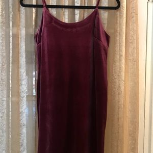 Purple velvet shift dress